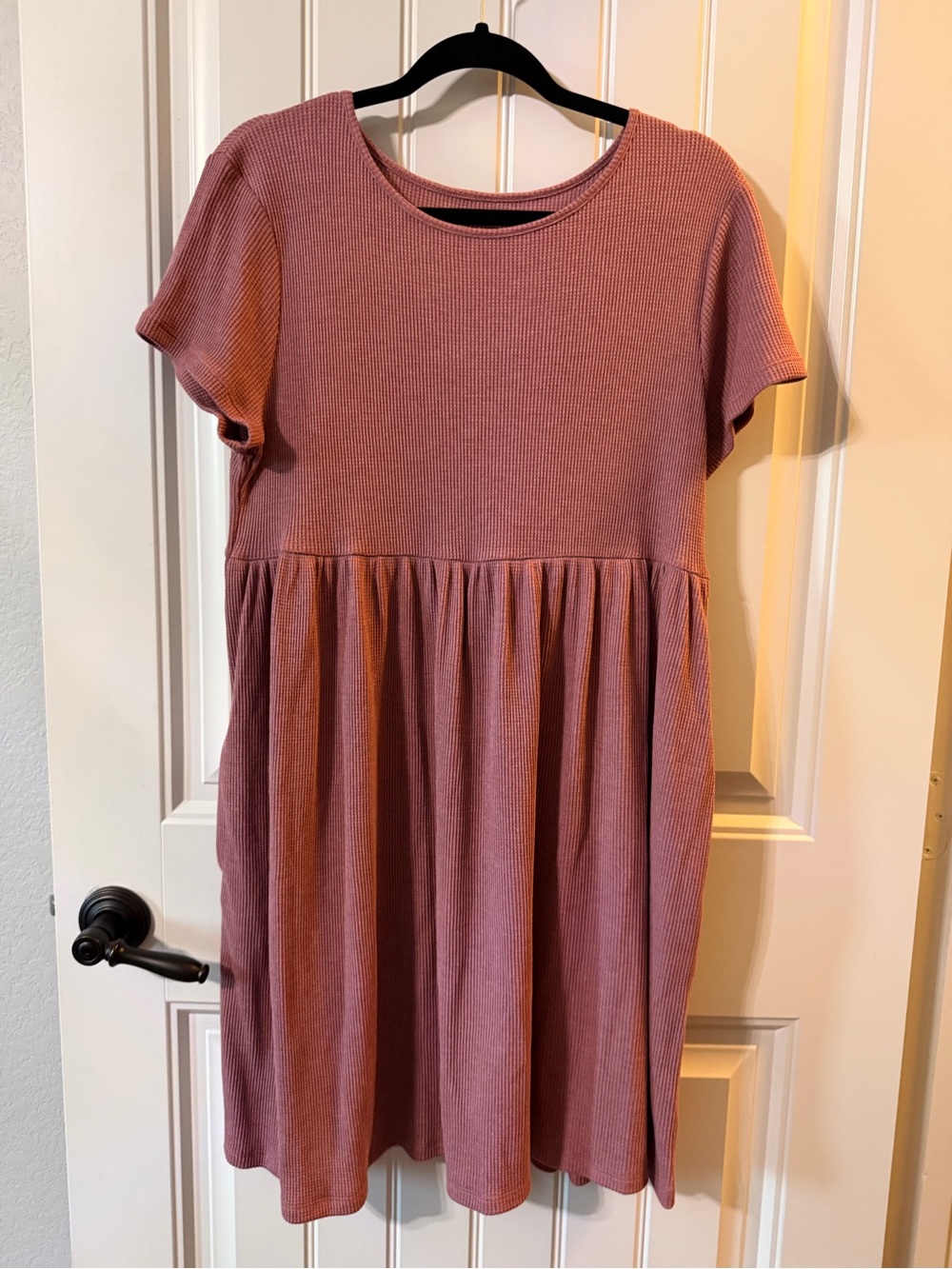 Mauve Short-Sleeve Babydoll Dress